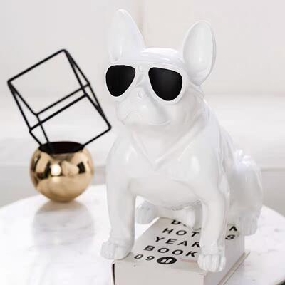 现代美式法国斗摆牛犬酒眼镜狗件动物雕塑家居样板间DS8709售楼处