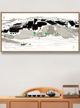 吴冠中江小舟新中禅式水简CSX约意墨水画装饰画客厅玄关酒店走廊
