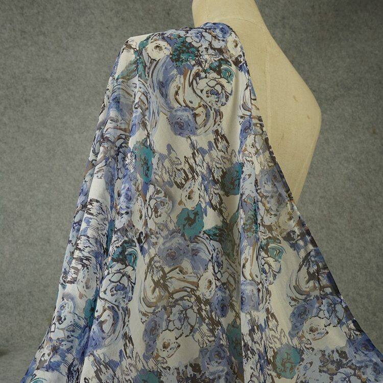 宽幅出口印花真丝雪纺布料半透特价真丝大牌订单真丝布料面料