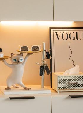 沙雕妖娆玄猫摆件客家居匙装饰品关厅摆件钥收纳托盘新QXC居乔迁