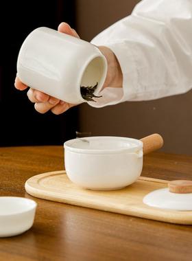 念云侧12464居白瓷茶旅行具套装便式快客杯一壶三杯户外把茶壶泡