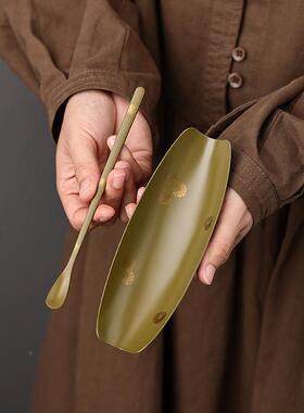 复古老铁茶茶则拨大漆点器金茶荷茶勺观茶取72506茶功茶夫茶具道