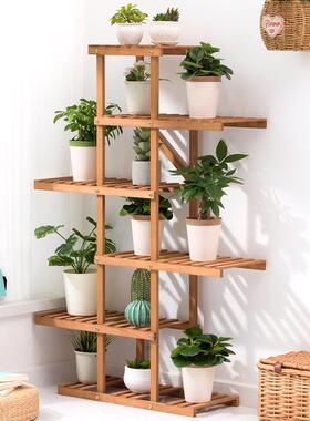 实木内阳台式花架阶梯移39570花架子室阳台专用客厅落地花盆架可