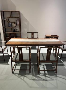 新中式悬浮茶椅合组极简实木茶台现代桌几简RLO约乌金木茶大别墅