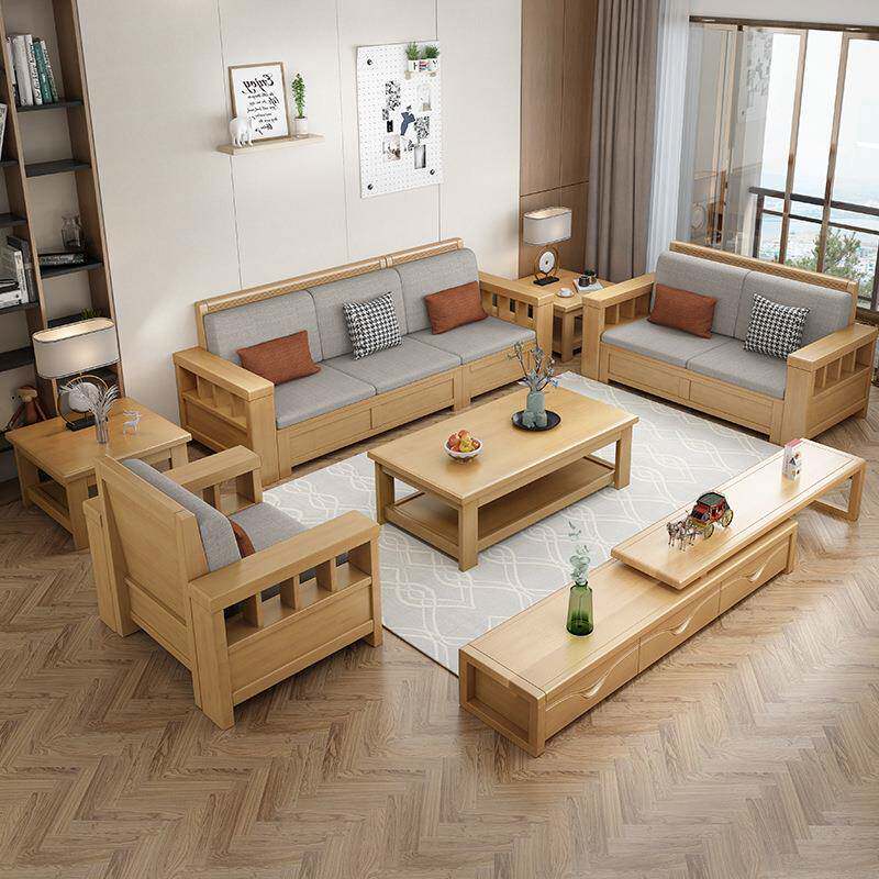 实木沙发合木加布XAA转角贵妃带拉客床用大小户型全组橡胶木厅家