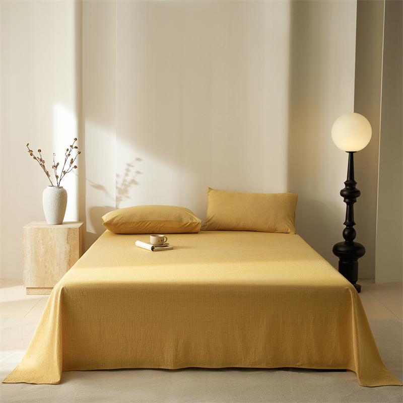 纯床单单件LC水洗棉100全棉被宿单枕棉套舍学生单人纯色格四子季