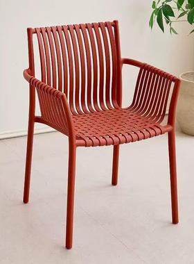 TA-205北店欧简约家用塑料加厚餐椅休椅闲摞叠可奶茶阳台户外庭院