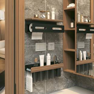 桃木生间厕纸置盒厕所洗手间卫双纸406巾湿巾擦手胡抽卷纸物架壁