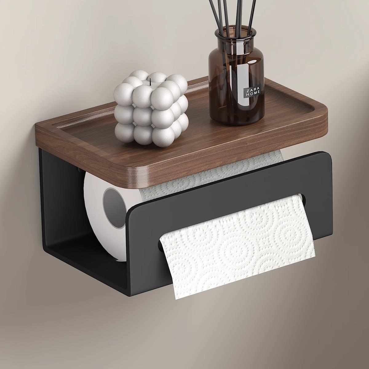 胡桃抽671木卫架生间厕纸盒挂式卫生纸置物架厕所擦手壁纸巾盒卷