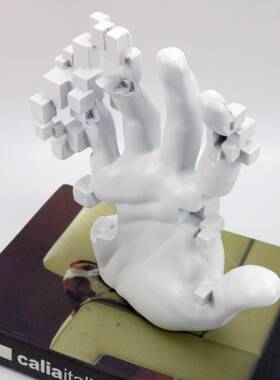 件现代简约树脂白色手掌摆样板房高抽LJB雕塑展象厅电视柜级感装