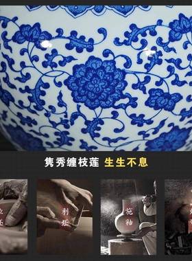 陶瓷手绘青博花瓷器花XGF-gyhp瓶摆件中家式饰居玄关古架客厅装品