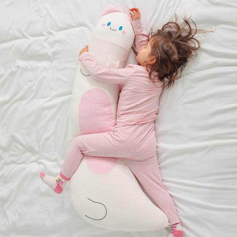 纯生棉粉猫咪抱枕条儿童侧睡色NOU夹腿安抚长枕床上成人女睡觉抱