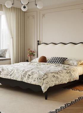 法式极复黑色木床简1.5古美见详情式软实包床现代简约1.8主卧双人