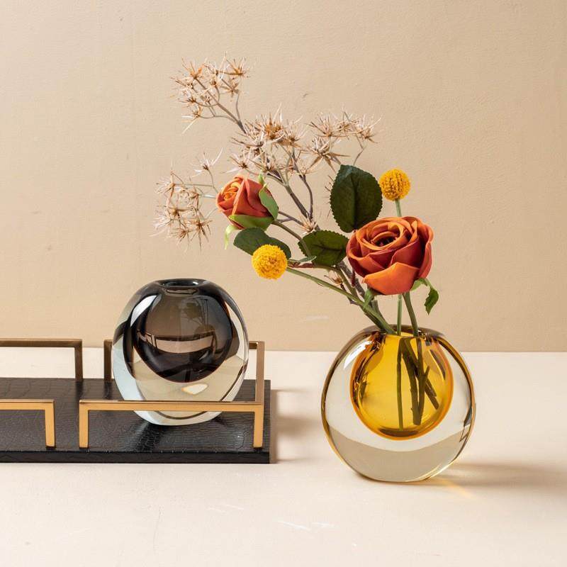 现代简琉璃手工琉璃花板瓶插花客约厅玄关样间餐桌酒店轻奢工艺品,家居饰品,花瓶,淘宝优惠券,粉丝福利购,淘宝优惠卷