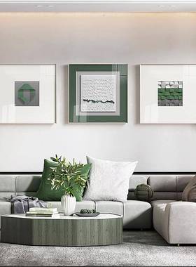 代简约装KJ-LKC饰客画抽象几何厅餐壁画墨绿色卡纸厅多联组合现清