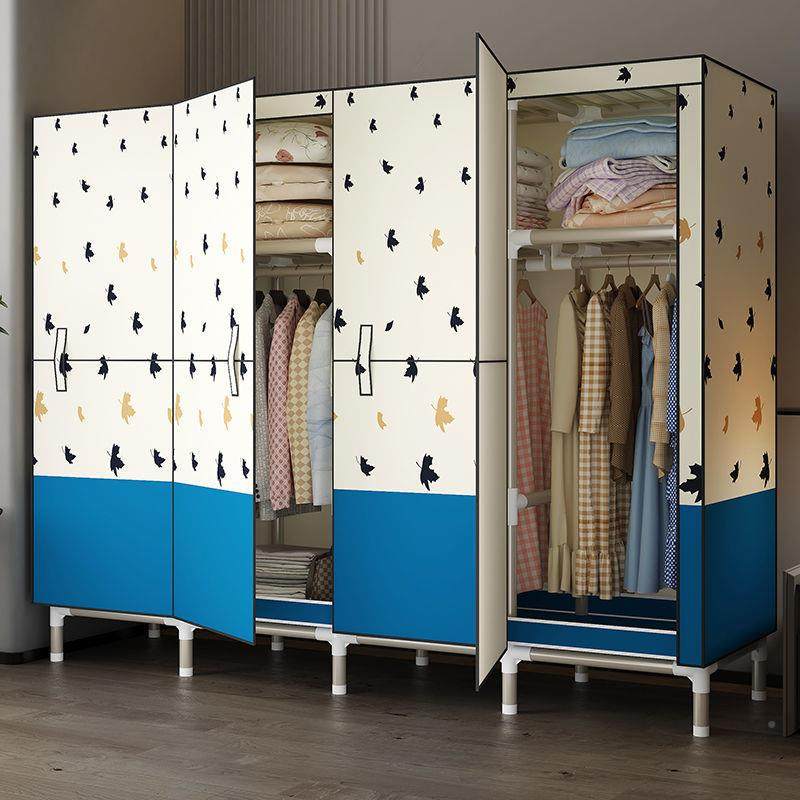 钢门款简易布衣柜家用卧室全架加粗加SPO厚钢管出房结租实耐用开