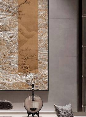 新中式意禅装饰画山水松树大气客背景墙画酒玄厅关书YZ202304房过