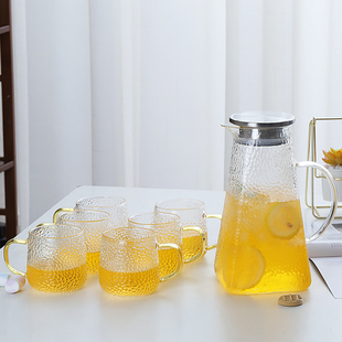 玻璃杯家用带把耐热喝水杯子套装加厚大容量牛奶杯透明泡绿茶杯架