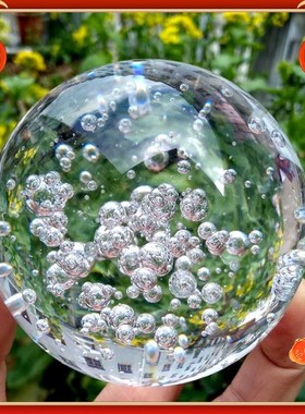 透明水晶气泡球摆件转运球桌面客厅办公室L装饰品假山流水喷泉配