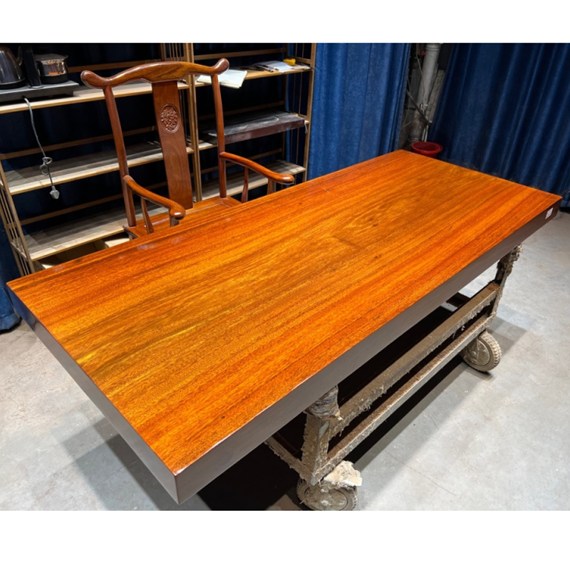 整板奥坎实木大板茶桌原木餐桌办公桌书桌书房泡茶桌椅200-85-10