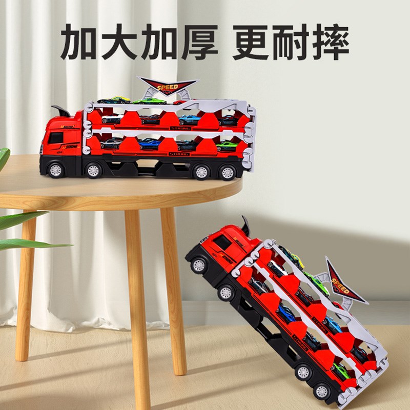 儿童益智合金工程车变形弹射大卡车轨道滑行小汽车3岁男孩子6玩具