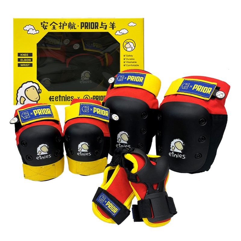 PRIOR滑板护具轮滑护手护腕护膝护肘儿童头盔初学专业级护具套装