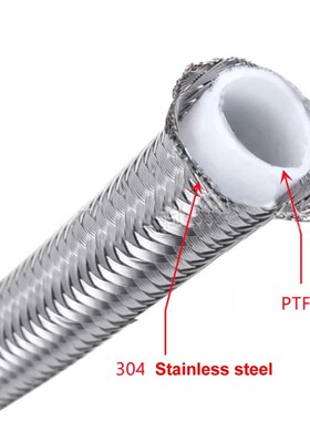 AN4/AN6/AN8/AN10AAN12四氟铁氟龙钢丝不锈钢编织油管PTFE管