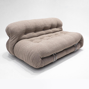 Cassina钢牙沙发布艺网红中古风客厅小户型双人现代简约河马沙发