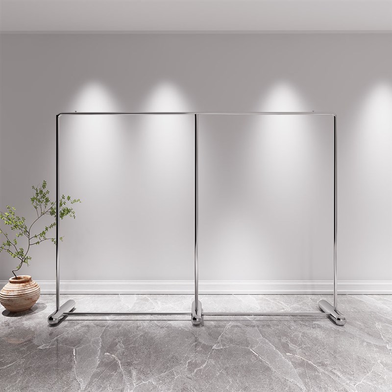 不锈钢镜面男女服装店展示架落地货架移动挂衣晾晒衣架子可定制