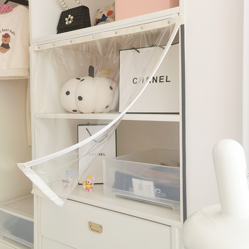 衣橱家用卧室衣帽间组合柜子防尘帘超透明软玻璃滑移挡灰帘子订制