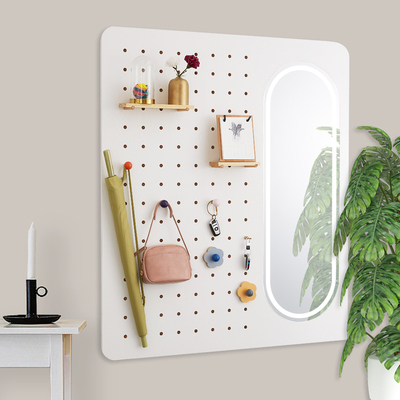 木工小舅 入户洞洞板o穿衣镜挂衣架一体 挂墙卧室全身镜收纳衣帽