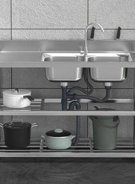 不锈钢水槽洗双双槽单盆厨房盆带支架落地平台设计83408静音盆水