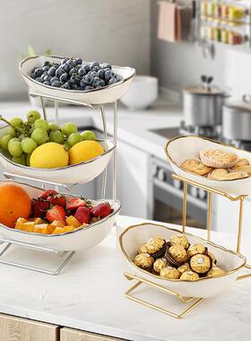 欧风陶瓷水果盘双层三层水果篮盘艺果客厅北家铁用点心零食DD-112