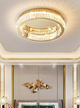 LED不钢线割水晶吸顶灯现代约圆384形灯简奢客厅锈灯房轻间灯