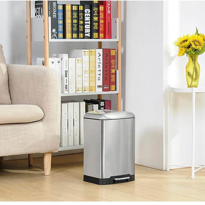 厨房垃圾桶脚带盖用踩式锈钢WSB不大号家有盖防臭商用酒店脚踏垃