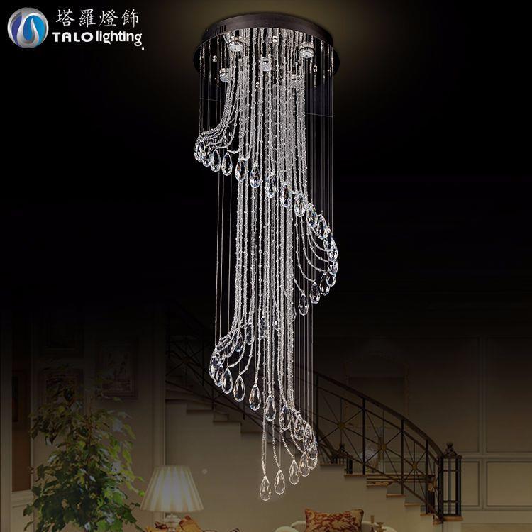 式楼梯客厅吊灯酒大堂554店工程长吊灯复墅楼中楼客厅吊线水别晶