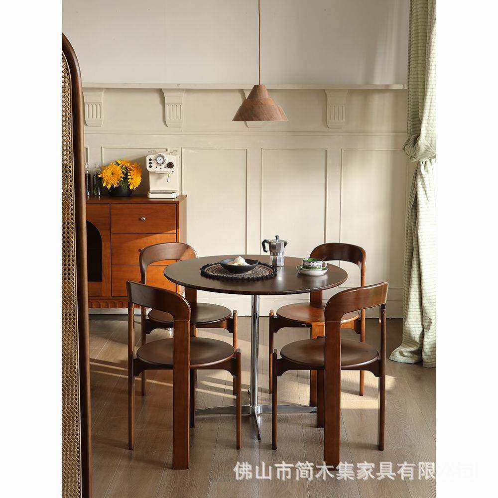 ?中古风椅子复无品牌/古餐桌中咖用啡厅餐厅可叠放新式实木家家具