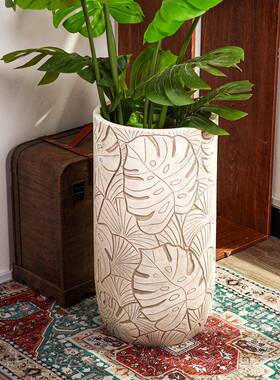 轻奢镁泥TUY养花厅盆特大号家用室脚内客电视柜深高落地款龟背竹