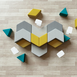 图书馆公司接待培训机构办公等位区商场创意异形S三角形组合沙发