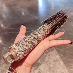 镶钻卷发内扣梳子吹头发造型滚梳家用女士长发短蓬松圆筒卷梳