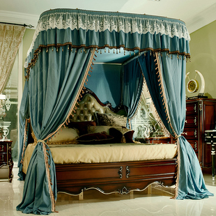 U型导轨遮光布拉幕式 家用1.5m1.8米 三开门蚊帐防尘床帘床幔落地式