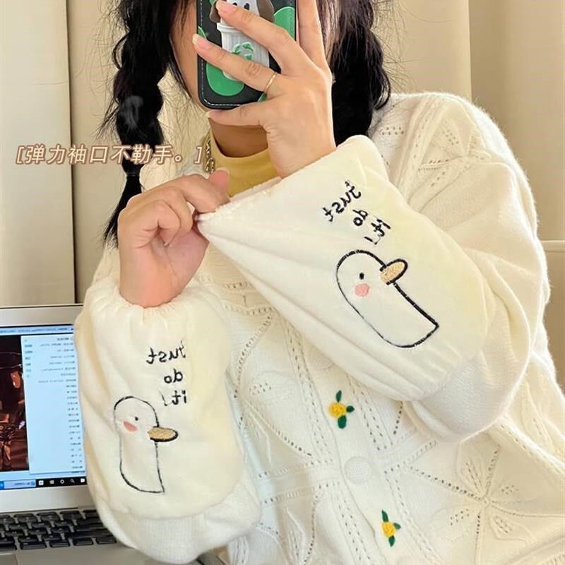 2024新款袖套女秋冬可爱卡通护袖办公室羽绒服防脏袖毛绒短款手袖