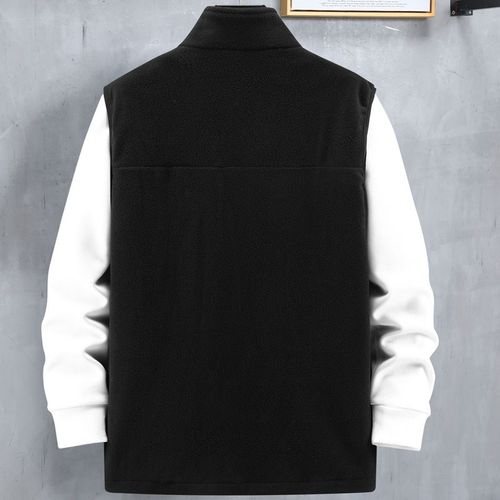 400斤特大码摇粒绒撞色马甲2024新款男加绒冬季保暖无袖坎肩12XL