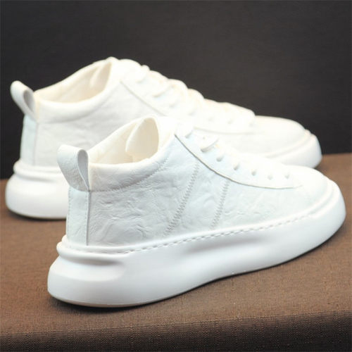 小白鞋高帮男鞋2020秋冬中帮男士皮鞋潮流百搭内增高白鞋子板鞋男