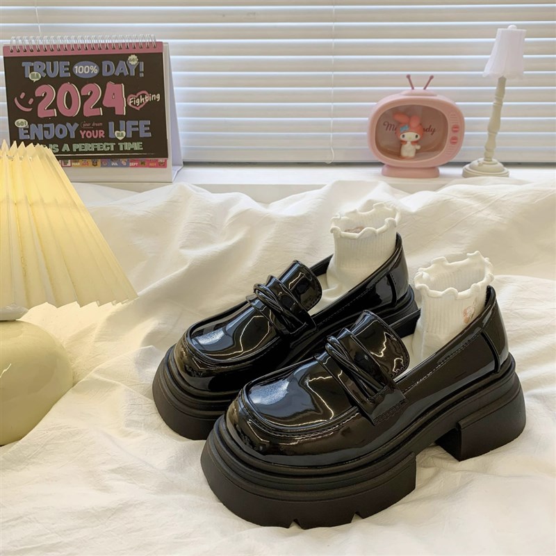 福英伦风76087厚底小皮鞋春单女2024新款季百搭女士鞋松糕乐鞋潮