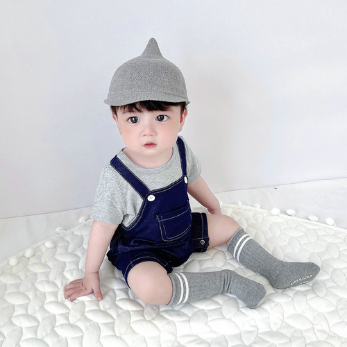 韩版婴儿服夏装新生儿夏季假两件薄款爬服宝宝可爱连体衣包屁衣潮