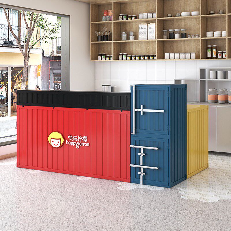 新款工业风收银台柜台美式餐厅酒吧转角吧台桌铁艺奶茶店网咖接待