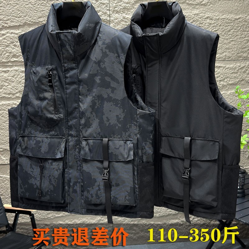 330斤大码户外工装棉马甲2024新款男冬季多口袋保暖胖子坎肩无袖