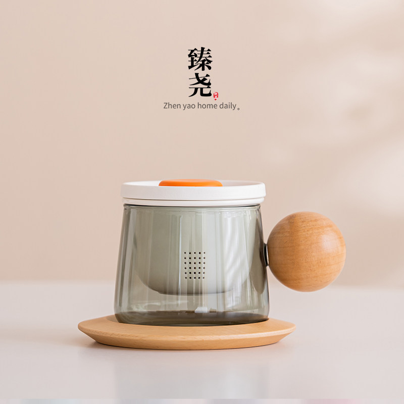 陶瓷泡茶杯高颜值玻璃水杯茶水分离杯高档泡茶咖啡杯办公室茶咖杯,餐饮具,茶杯,淘宝优惠券,粉丝福利购,淘宝优惠卷