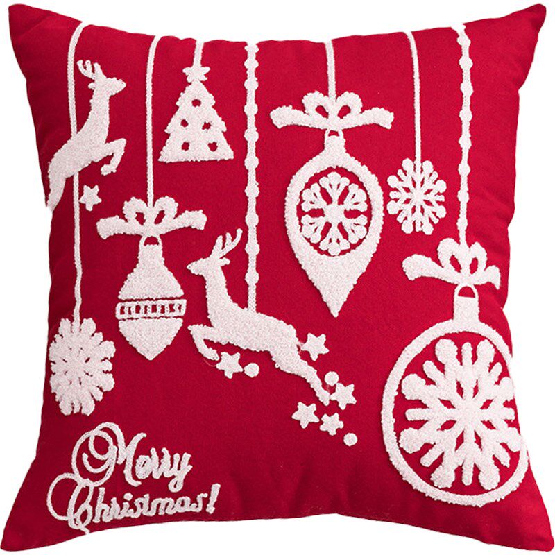 红白色床头靠枕可爱卡通办公室靠垫美式家居沙发新年圣诞礼品抱枕